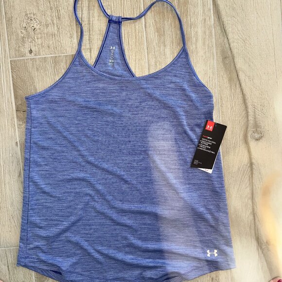 Under Armour Tops - Purple Striped High Neck UnderArmor Tank Top NWT
